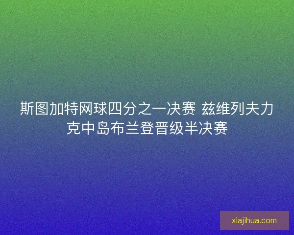 斯图加特网球四分之一决赛 兹维列夫力克中岛布兰登晋级半决赛 斯图加特网球四分之一决赛 兹维列夫力克中岛布兰登晋级半决赛