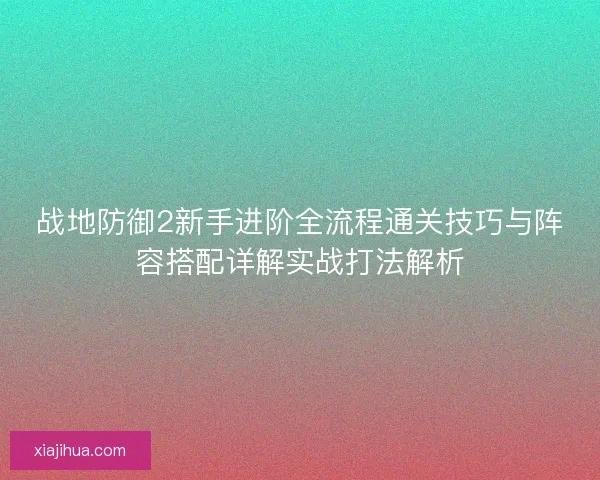 战地防御2新手进阶全流程通关技巧与阵容搭配详解实战打法解析