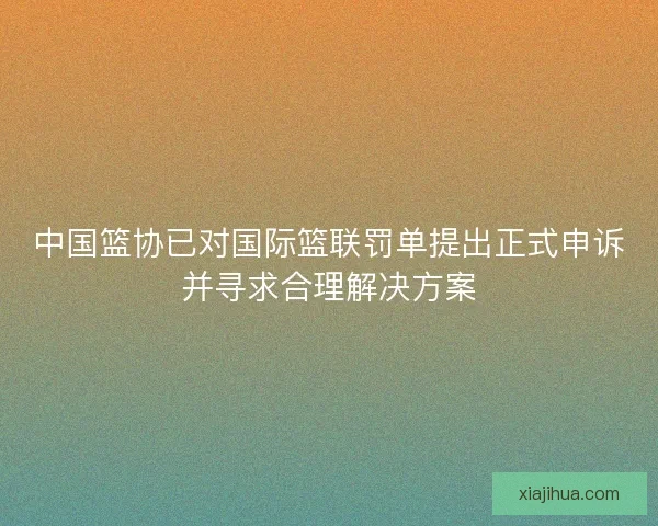 中国篮协已对国际篮联罚单提出正式申诉并寻求合理解决方案